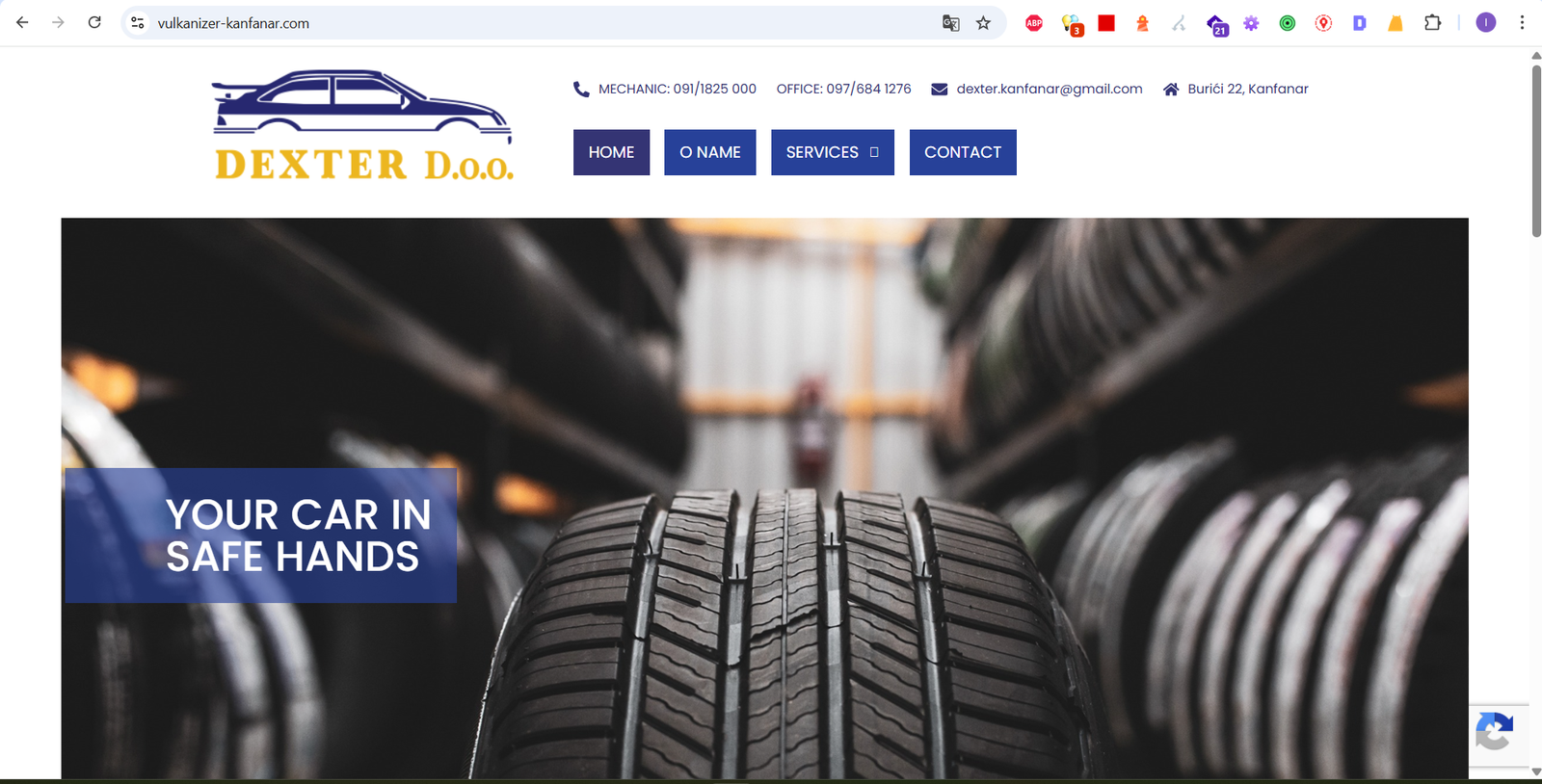 Homepage hero with tyre imagery