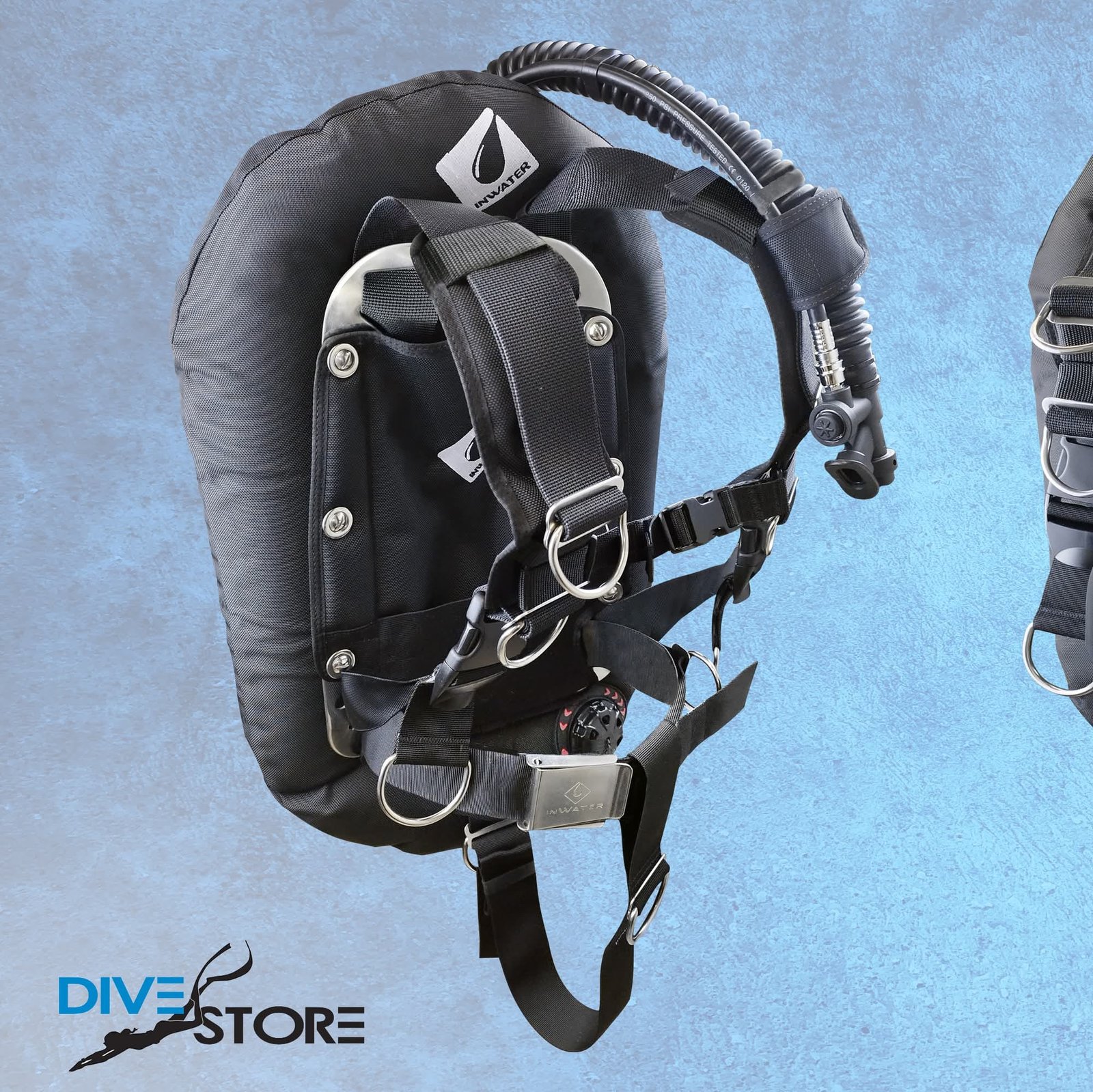 Dive equipment product laid out on white surface