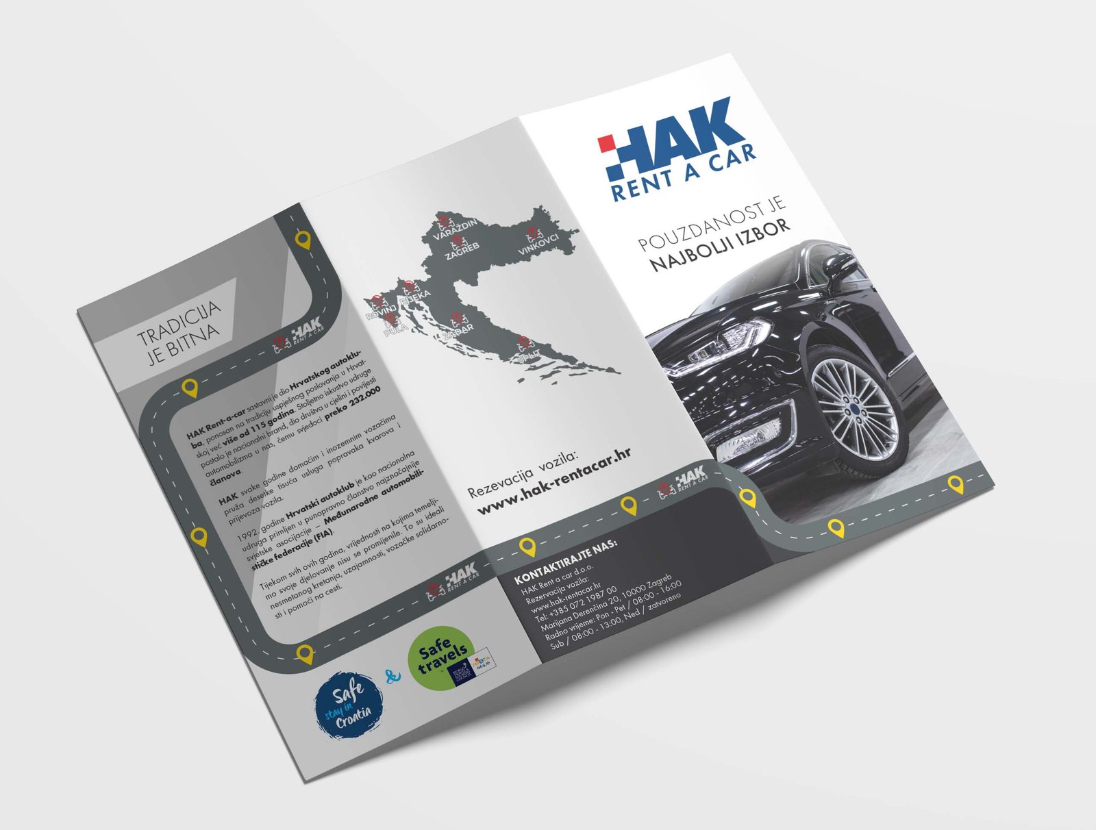 Folded printed leaflet, back side