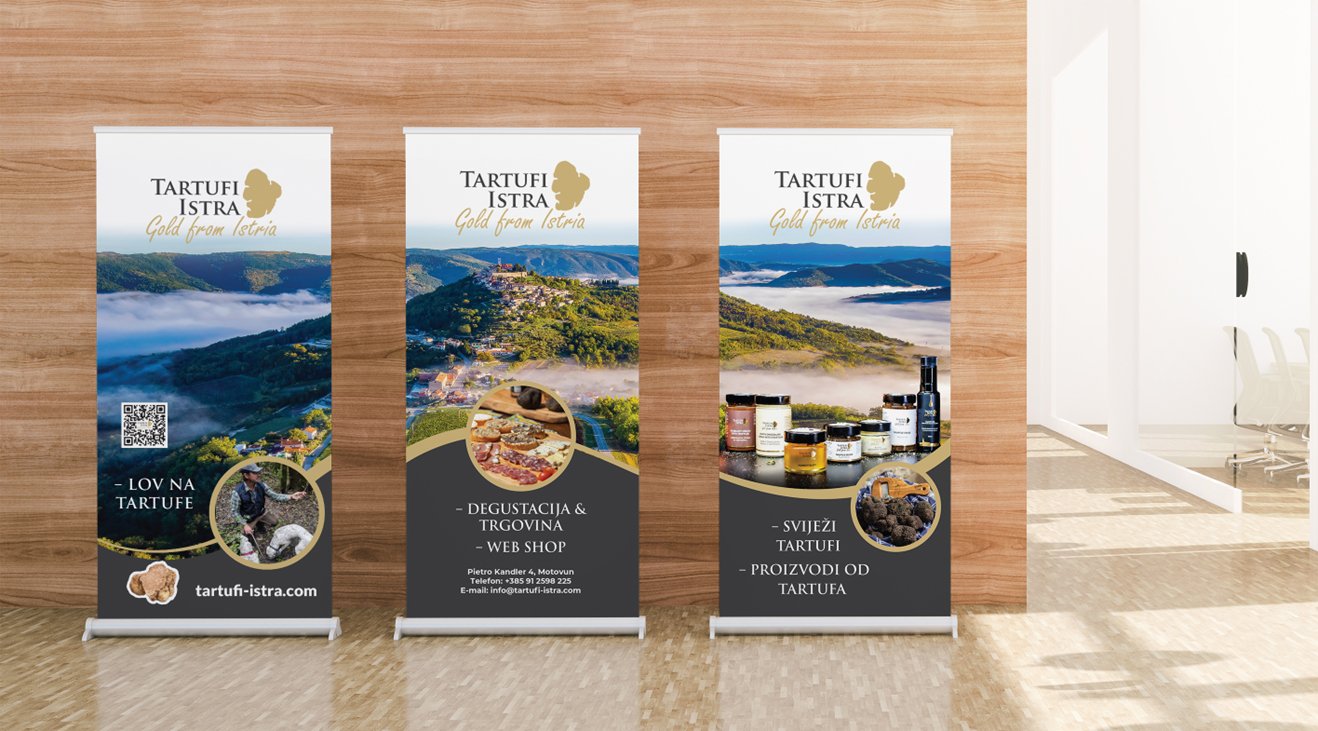Roll-up exhibition banners, truffle brand