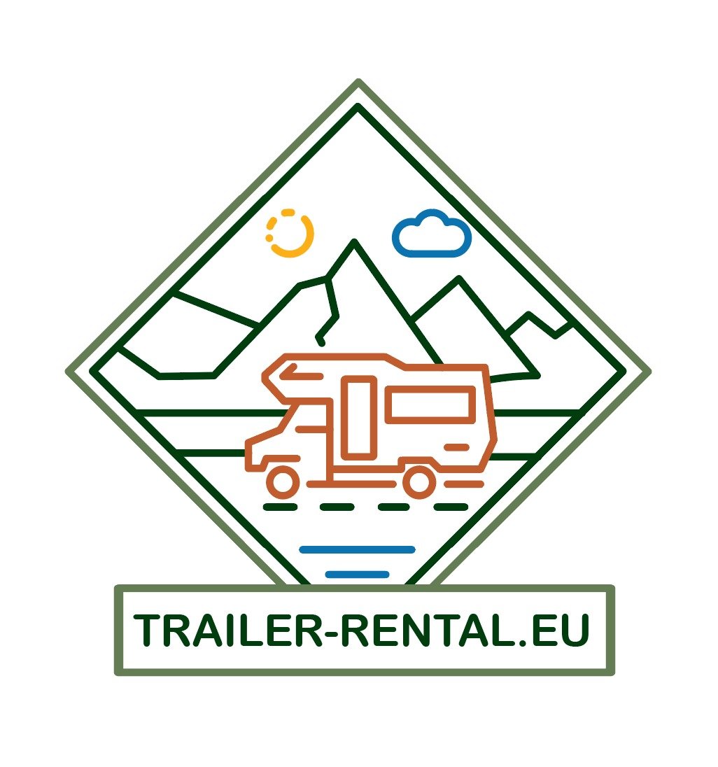 Outdoor adventure badge logo with mountain graphic